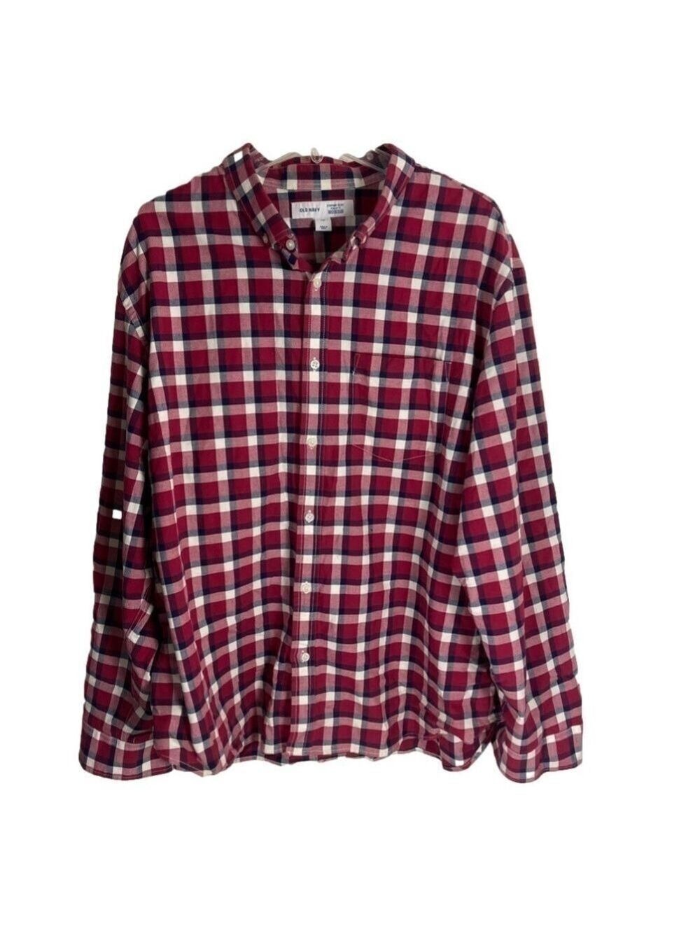 Men’s Old Navy Red & White Plaid Button Down Shirt Size XXL US!